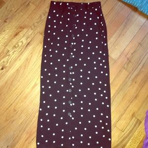 Forever 21 Polka Dot Button Up Maxi Skirt
